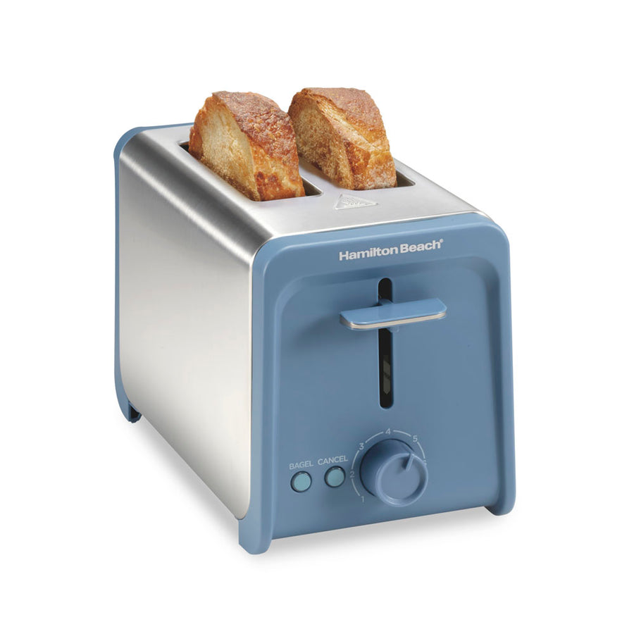 Contemporary 2 Slice Toaster, Steel Blue