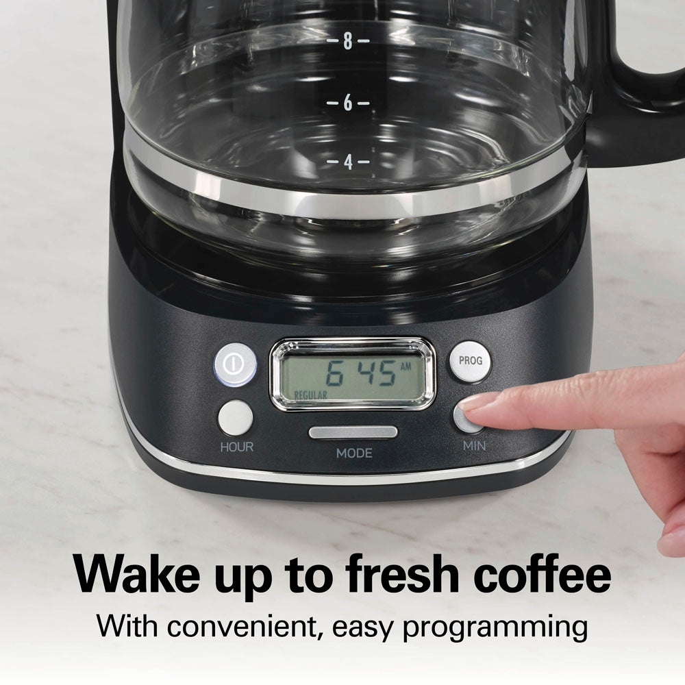 12 Cup Programmable Coffee Maker, Black with Chrome Accents