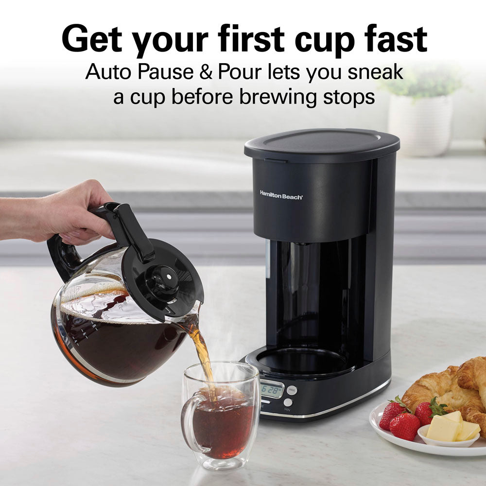 12 Cup Programmable Coffee Maker, Black with Chrome Accents