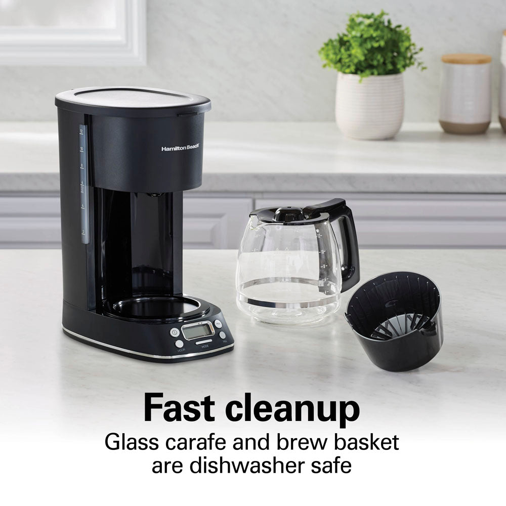 12 Cup Programmable Coffee Maker, Black with Chrome Accents