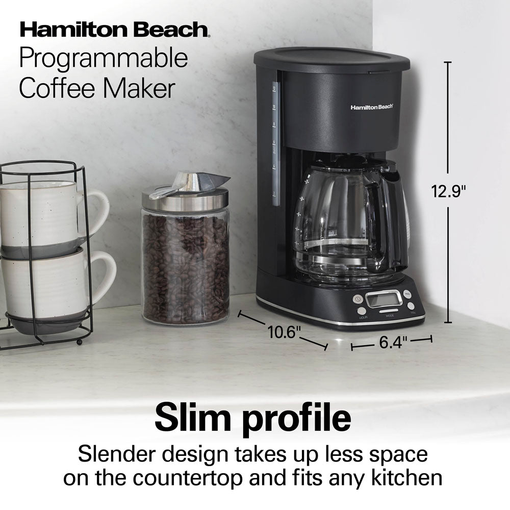 12 Cup Programmable Coffee Maker, Black with Chrome Accents