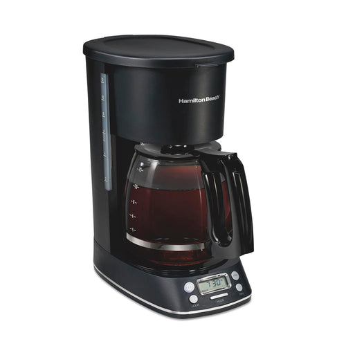 12 Cup Programmable Coffee Maker, Black with Chrome Accents