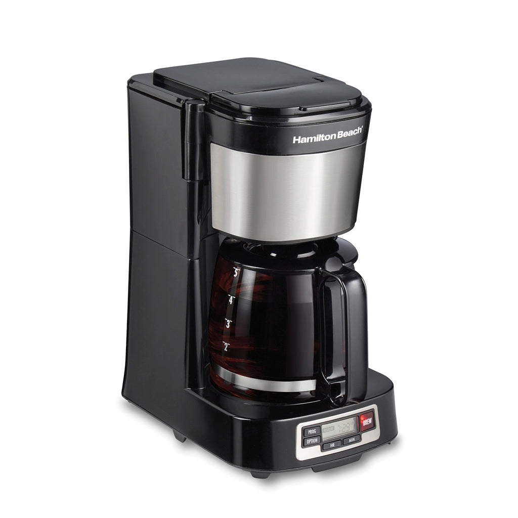 FrontFill® 5 Cup Compact Coffee Maker with Programmable Clock & Glass Carafe