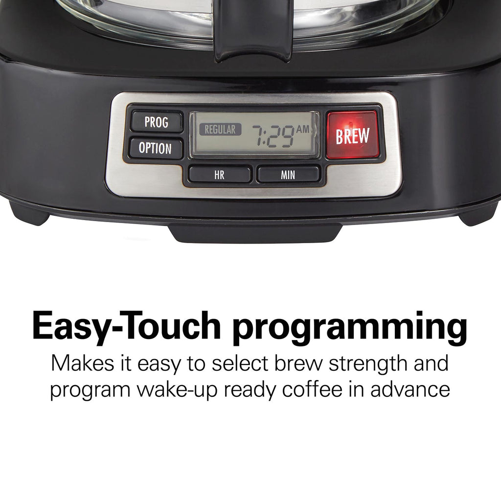 FrontFill® 5 Cup Compact Coffee Maker with Programmable Clock & Glass Carafe
