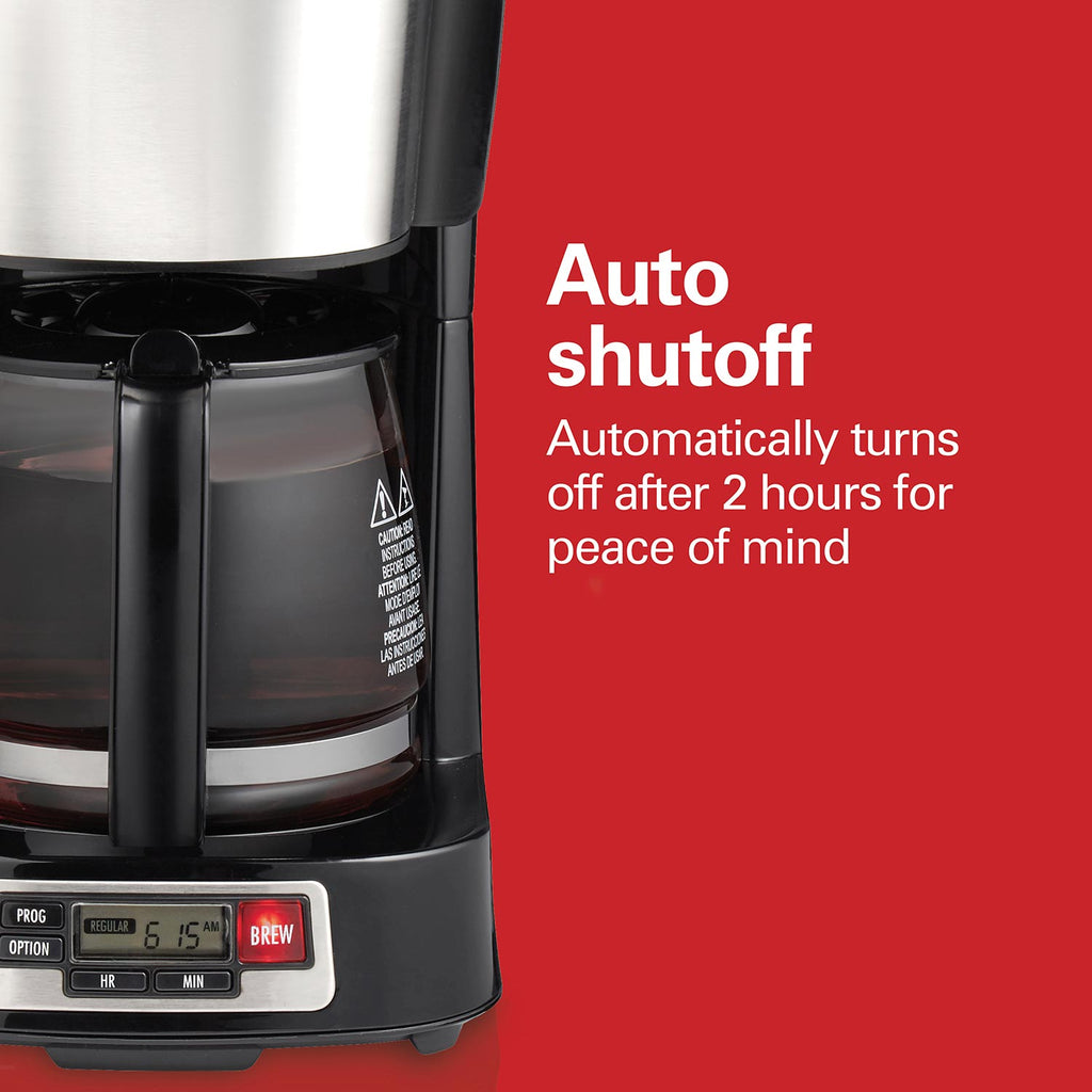 FrontFill® 5 Cup Compact Coffee Maker with Programmable Clock & Glass Carafe