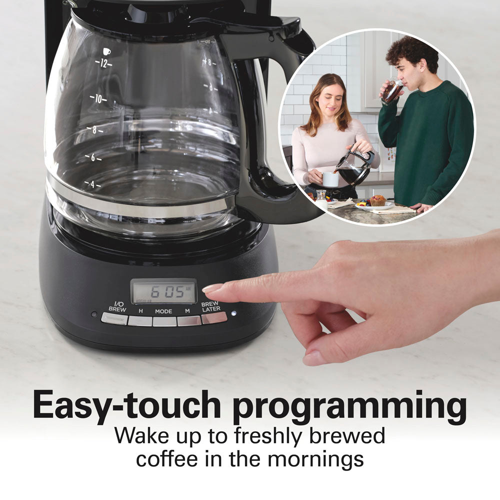 12 Cup Programmable Coffee Maker, Matte Black