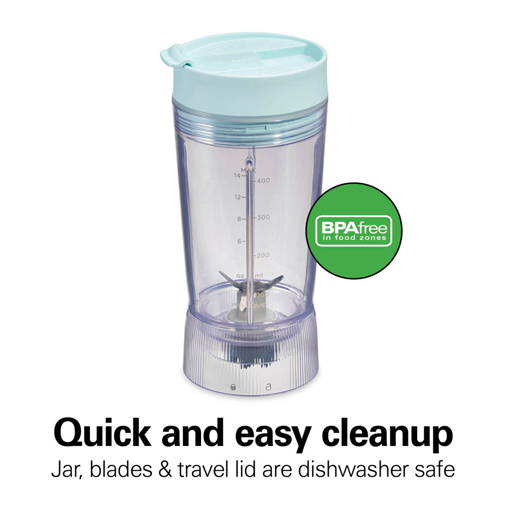 Personal Blender with Leak-Proof Travel Lid, Ice Blue