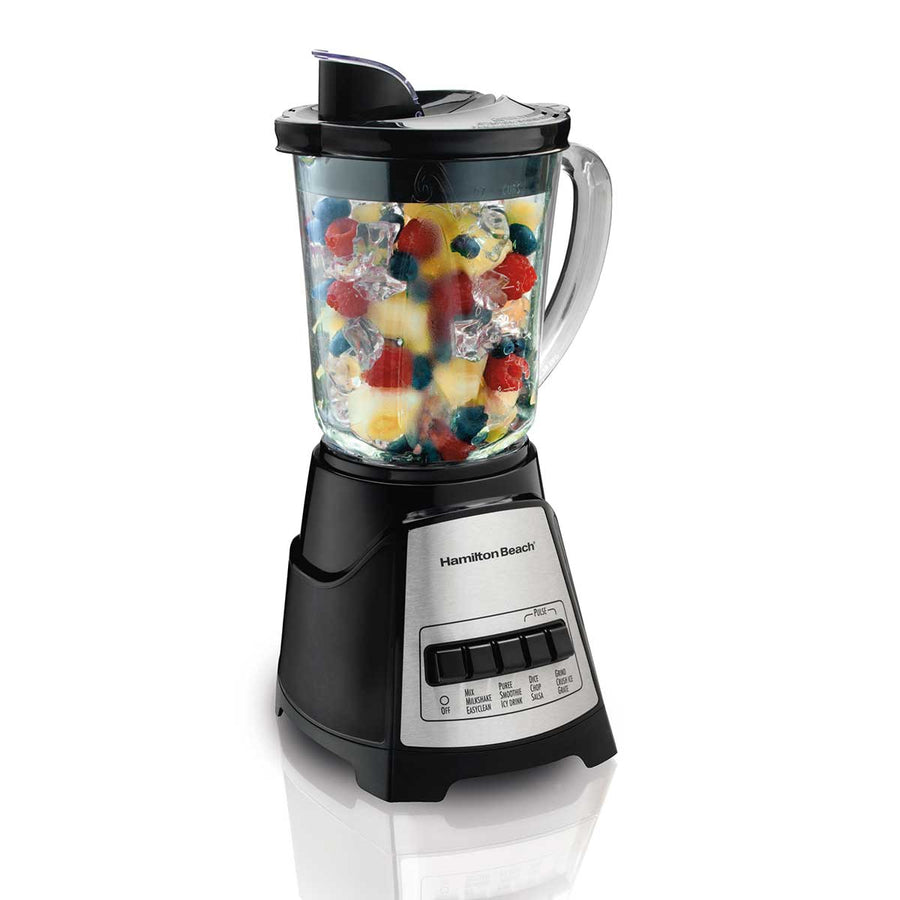 Power Elite® Multi-Function Blender with Mess-free 40oz Glass Jar, 700W Black & Stainless